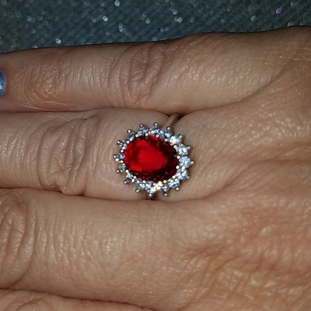 Size 7 sterling silver ruby ring